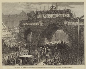 Modtagelse af jarlen af Dufferin, Canadas generalguvernør, i Victoria, British Columbia af Walter Paget